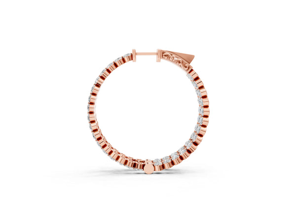Rose Gold Round Laboratory-Grown Diamond Eternity Hoop Earrings with Prong Setting