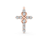 Rose gold Round Diamond Prong Set Infinity Cross Pendant_32