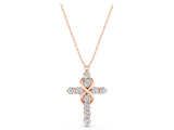 Rose gold Round Diamond Prong Set Infinity Cross Pendant_33