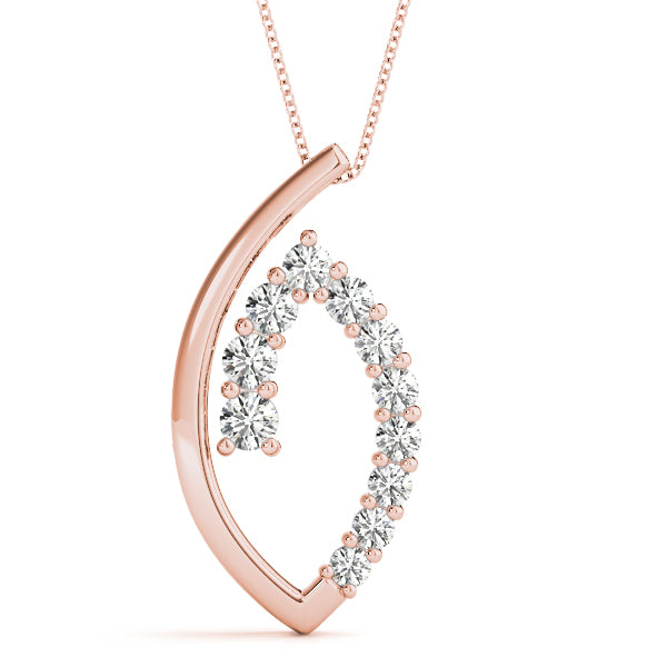 Rose gold Round Diamond Prong Set Marquise Pendant