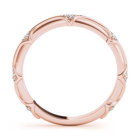 Rose gold Round Diamond Prong-Set Milgrain Eternity Band 2