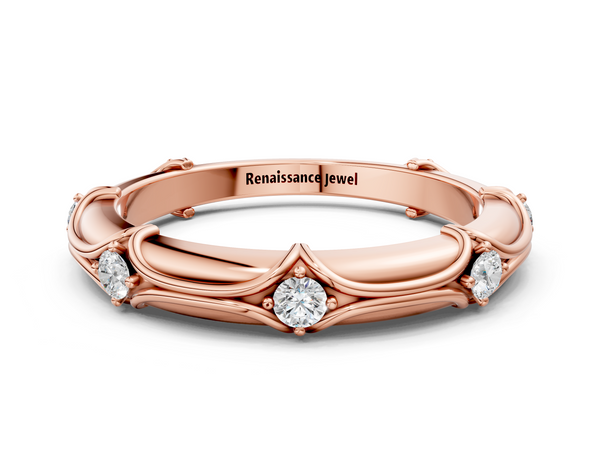 Rose gold Round Diamond Prong Set Milgrain Eternity Band