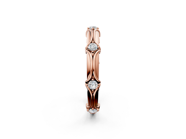Rose gold Round Diamond Prong Set Milgrain Eternity Band