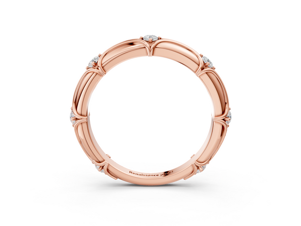 Rose gold Round Diamond Prong Set Milgrain Eternity Band
