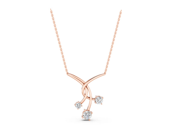 Rose gold Round Diamond Prong Set Pendant