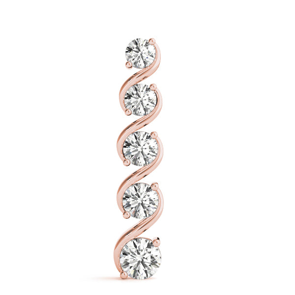 Rose gold Round Diamond Prong-Set Swirl Pendant 1