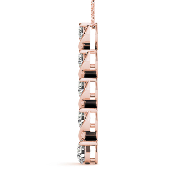 Rose gold Round Diamond Prong-Set Swirl Pendant