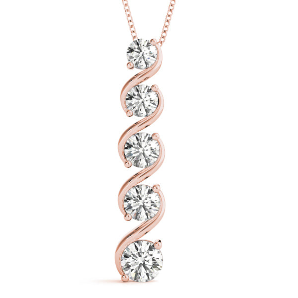 Rose gold Round Diamond Prong-Set Swirl Pendant