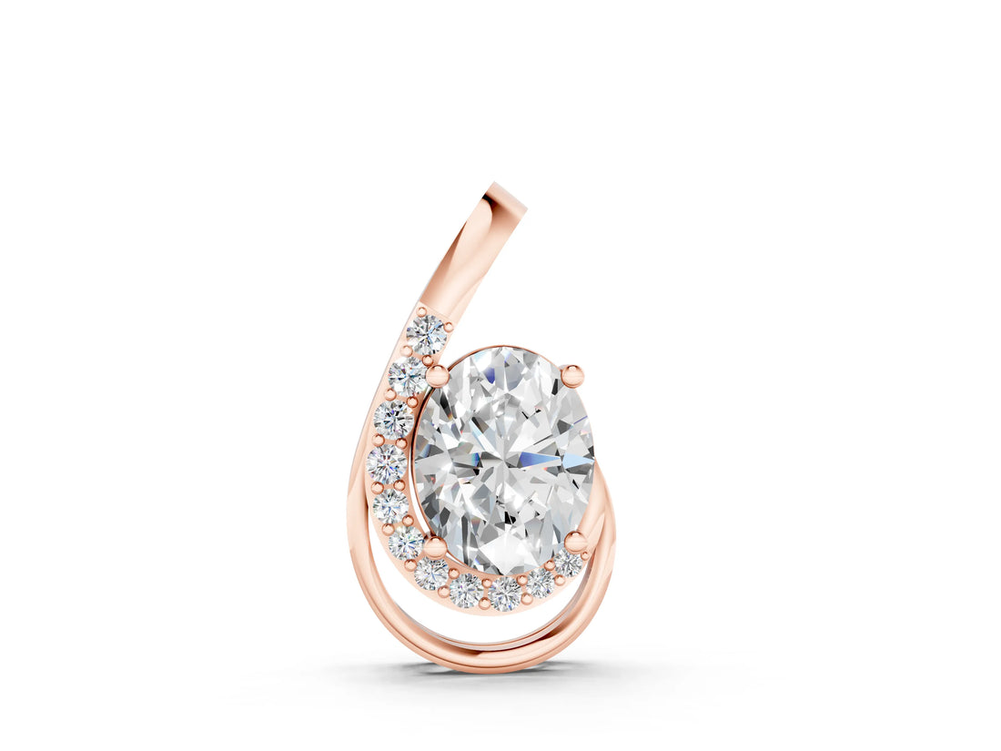 Rose gold Round Diamond Prong Set Swirl Pendant_3
