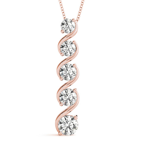 Rose gold Round Diamond Prong-Set Swirl Pendant