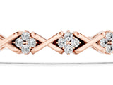 Rose gold Round Diamond Prong Set Tennis Bracelet with X-Link Band_3
