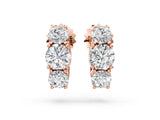 Rose gold Round Diamond Prong Set Three-Stone White Gold Earrings_44