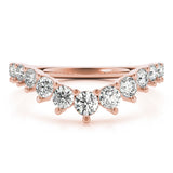 Rose gold Round Diamond Prong Set White Gold Curved Band 1