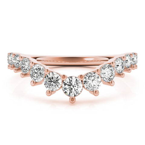 Rose gold Round Diamond Prong Set White Gold Curved Band 1