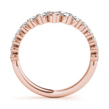 Rose gold Round Diamond Prong Set White Gold Curved Band 2