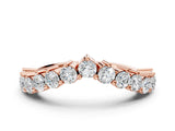 Rose gold Round Diamond Prong Set White Gold Curved Band_3