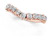 Rose gold Round Diamond Prong Set White Gold Curved Band_4