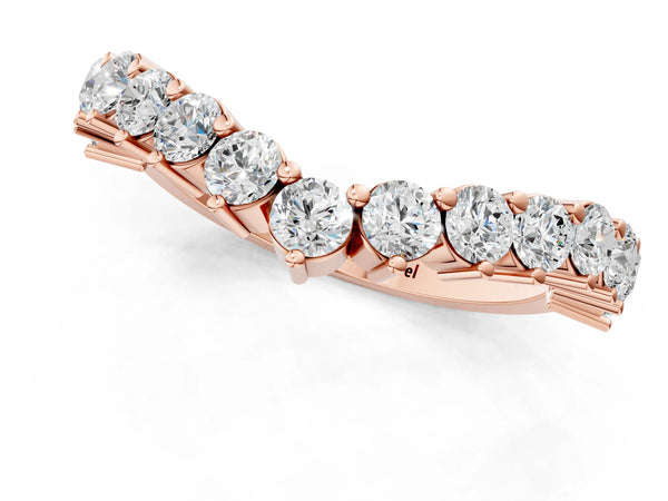 Rose gold Round Diamond Prong Set White Gold Curved Band