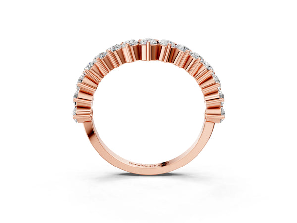 Rose gold Round Diamond Prong Set White Gold Curved Band