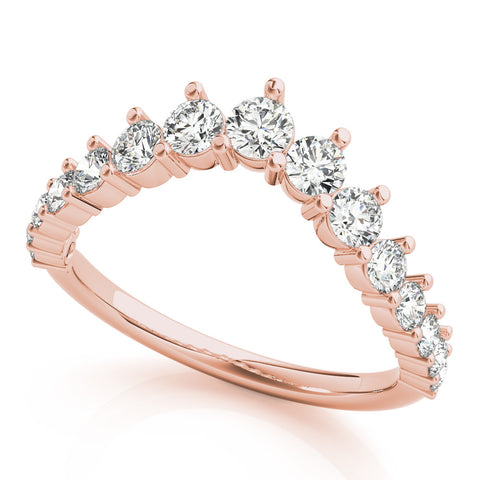 Rose gold Round Diamond Prong Set White Gold Curved Band