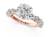 Rose gold Round Diamond Prong Setting with Side Stones on a Pave Band_109