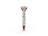 Rose gold Round Diamond Prong Setting with Side Stones on a Pave Band_110