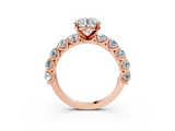 Rose gold Round Diamond Prong Setting with Side Stones on a Pave Band_111