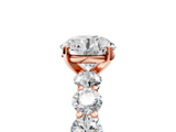 Rose gold Round Diamond Prong Setting with Side Stones on a Pave Band_113