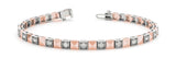Rose gold Round Diamond Pyramid Link Tennis Bracelet with Bezel Setting