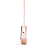 Rose gold Round Diamond Rhombus Bezel Pendant 2