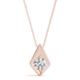 Rose gold Round Diamond Rhombus Bezel Pendant