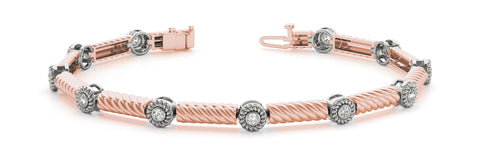 Rose gold Round Diamond Rope Bracelet with Bezel Setting