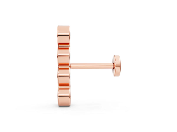 Rose gold Round Diamond Row Flatback Earring