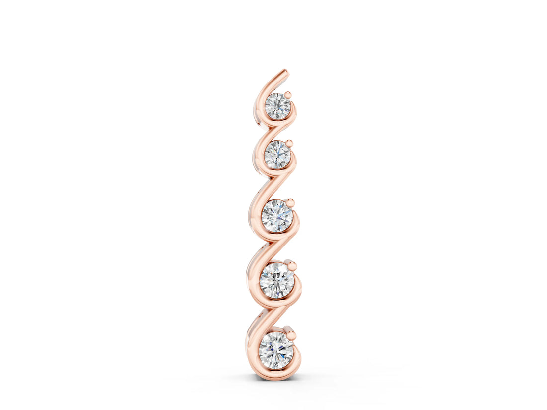 Rose gold Round Diamond S-Curve Prong Pendant_6