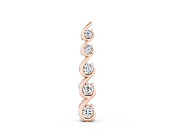 Rose gold Round Diamond S-Curve Prong Pendant