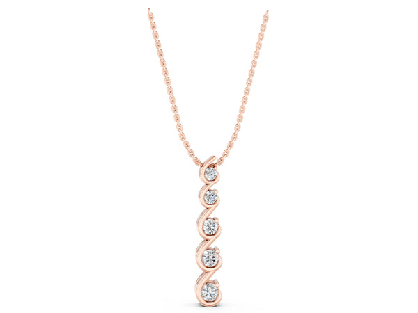 Rose gold Round Diamond S-Curve Prong Pendant
