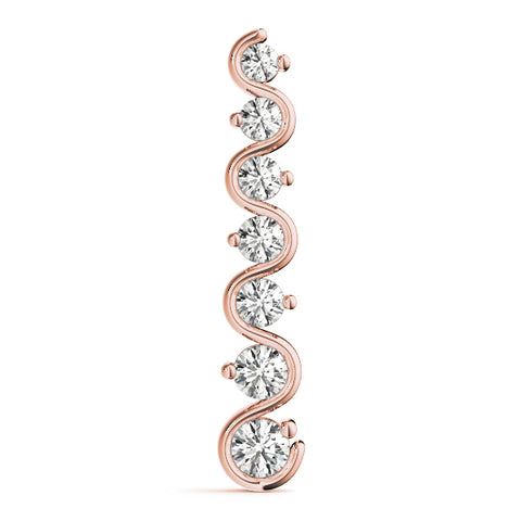 Rose gold Round Diamond S-Curve Prong Set Pendant 1