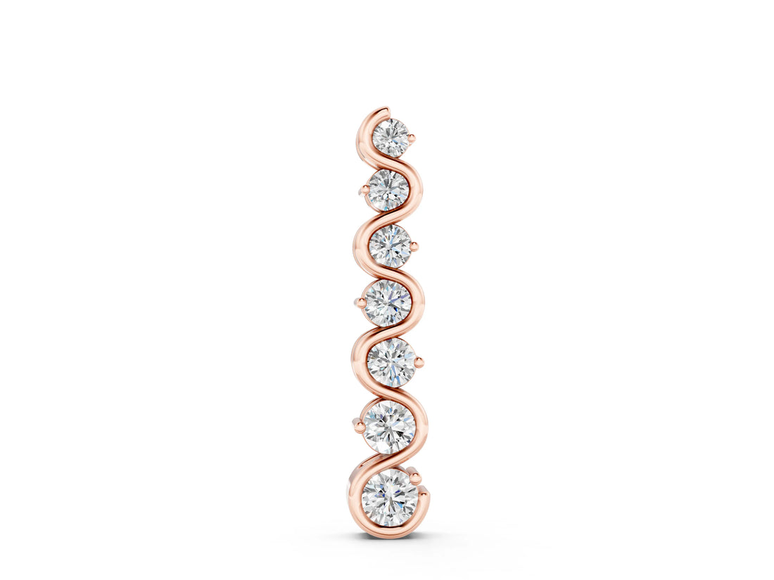 Rose gold Round Diamond S-Curve Prong Set Pendant_6