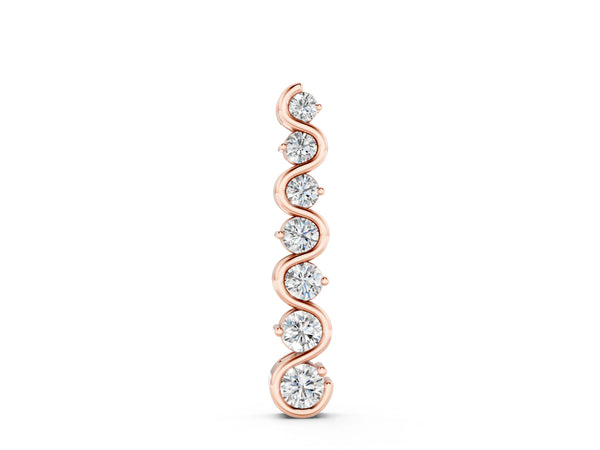 Rose gold Round Diamond S-Curve Prong Set Pendant