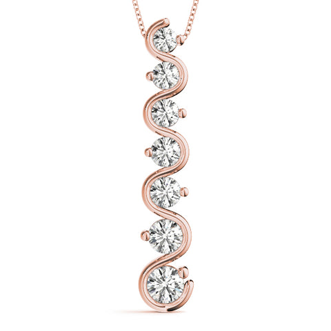 Rose gold Round Diamond S-Curve Prong Set Pendant