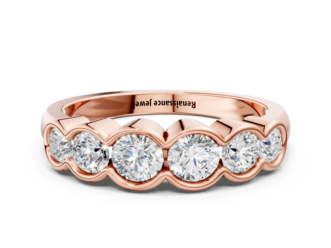 Rose gold Round Diamond Scalloped Bezel Set Eternity Band_4