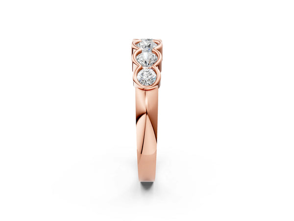 Rose gold Round Diamond Scalloped Bezel Set Eternity Band