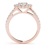Rose gold Round Diamond Scalloped Halo Ring with Pavé Band and Four-Prong Setting 2