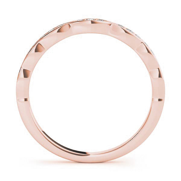 Rose gold Round Diamond Scalloped Pavé Eternity Band 1