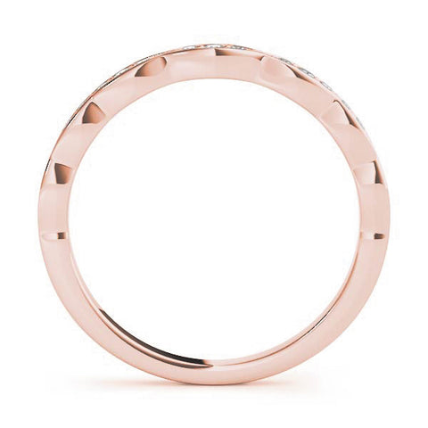 Rose gold Round Diamond Scalloped Pavé Eternity Band 1