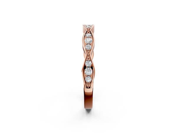 Rose gold Round Diamond Scalloped Pavé Eternity Band