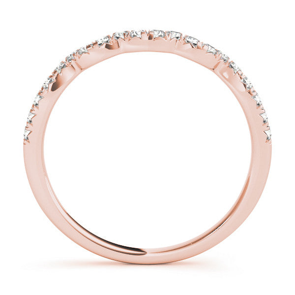 Rose gold Round Diamond Scalloped Pavé Wedding Band with Shared Prong Setting 1