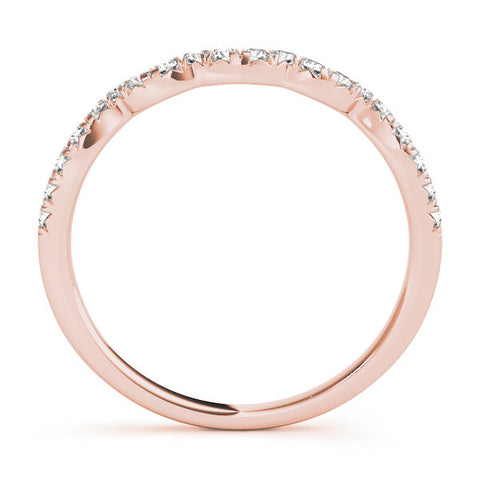 Rose gold Round Diamond Scalloped Pavé Wedding Band with Shared Prong Setting 1