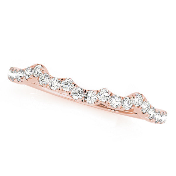 Rose gold Round Diamond Scalloped Pavé Wedding Band with Shared Prong Setting