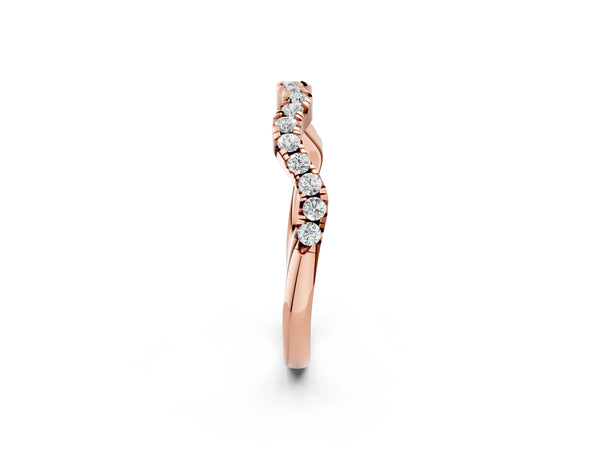 Rose gold Round Diamond Scalloped Pavé Wedding Band with Shared Prong Setting